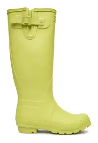 Cizme de cauciuc pentru femei - galbene - stil de ploaie - slip on - material textil - Verde