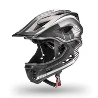 Casca copii Full Face RockBros gri, 48-52 cm, mandibulă detașabilă.