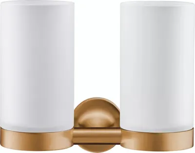 Pahar baie Duravit Starck T 0099480400, montare pe perete, dublu, sticla/metal, Bronz mat