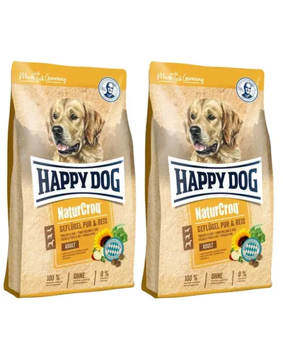 HAPPY DOG NaturCroq pui si orez 8 kg (2x4 kg) pentru caini cu stomac sensibil