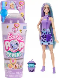 Set de joacă Barbie Pop Reveal - Taro milk, cu 8 surprize