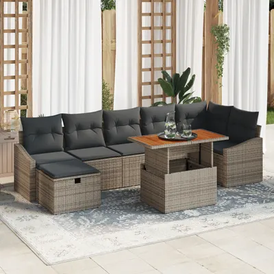Gossi set de canapele de gradina de 8 piese cu perne gri ratan poli