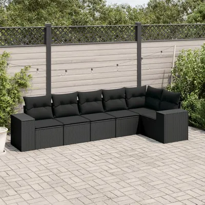 Gossi set mobilier de gradina cu perne, 6 piese, negru, poliratan