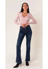 Blugi Dama Evazati BoatCut Albastru Inchis P218-2A M10 17029 - Albastru inchis
