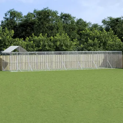 Gossi padoc exterior cu acoperis argintiu 14x2x2,5 m otel galvanizat