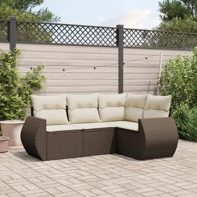 Gossi set canapele de gradina, 4 piese, cu perne, maro poliratan maro