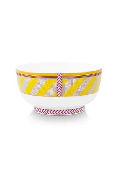 Bol din porțelan, Pip Studio, Stripes Yellow, 15.5cm, colecția Pip Chique