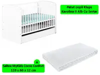 Patut Cu Sertar Klups Karolina II Alb + Saltea 12