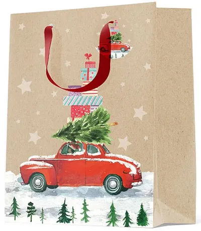 Punga cadou S. Cool - Christmas Car, bej, L