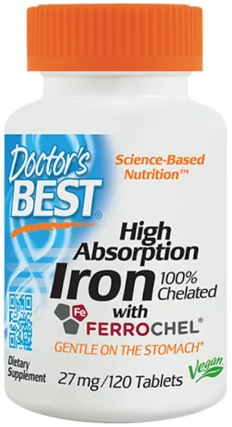 Iron with Ferrochel, 27 mg, 120 tablete, Doctor's Best