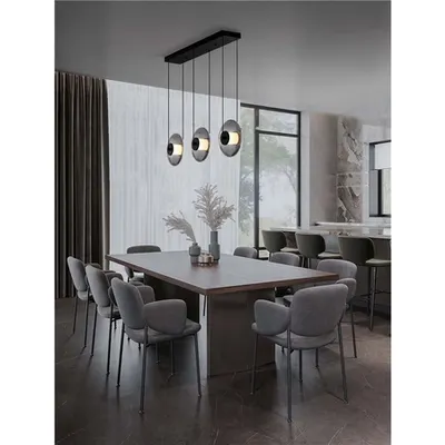 Lampa suspendata SKIA Triac Dimabil Nisipiu Negru Metal & Fumuriu Gray Sticla LED 24 Wat 220-240 Volt 660Lm 3000K IP20