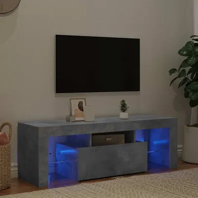 vidaXL Comodă TV cu lumini LED, gri beton, 120x35x40 cm