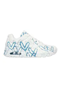 Pantofi sport cu talpa wedge Uno Spread The Love - Alb/Albastru