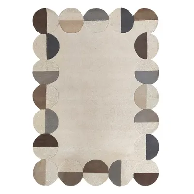 Covor grej țesut manual din lână 200x290 cm Mia Scallop Frame – Flair Rugs