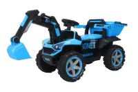 Excavator + bascula electrica Kinderauto Bonet 60W 12V, Telecomanda, culoare Albastra
