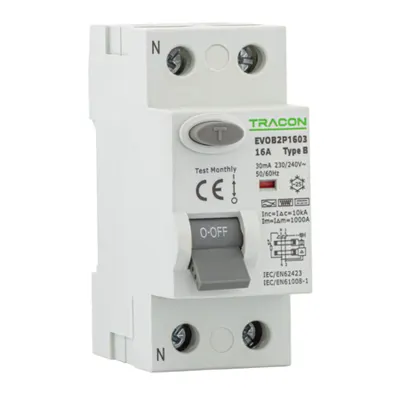 Bloc cu protecţie diferenţiala 2 poli 40A, 30mA, 10kA, B