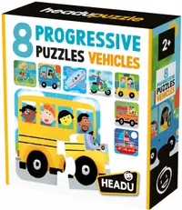 Puzzle progresiv Headu - Vehicule, 8 piese