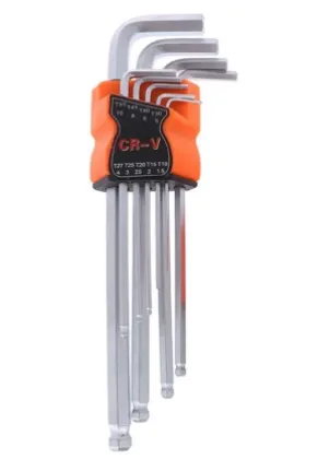 Set 9 chei hexagonale tip imbus cu capat sferic EXTRA LUNGI 1.5-10mm