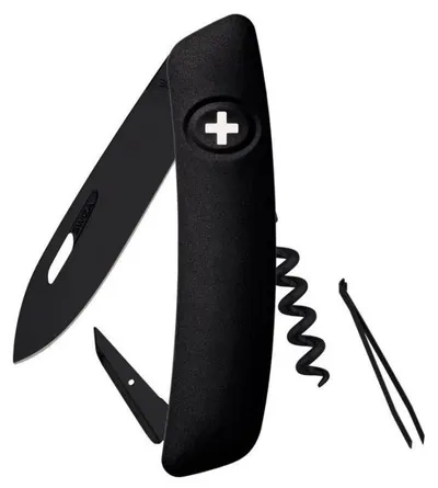 Cuțit de buzunar Swiza - D03, negru, finisaj PVD