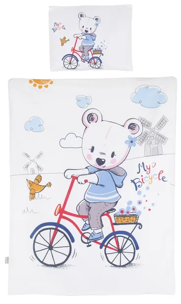 Set lenjerie de pat copii Chipolino - Urs cu roata, 5 piese
