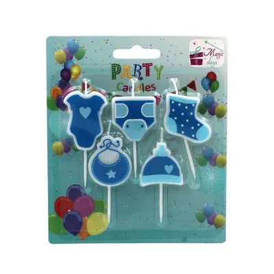 Set 5 lumânări party hăinuțe băiețel