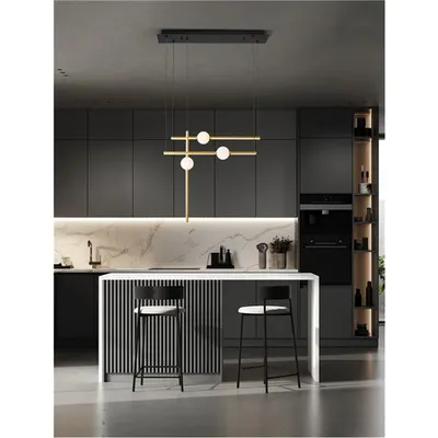 Lampa suspendata ACROBAT Negru & Auriu Aluminiu Opal Sticla LED 26 Wat 230 Volt 2541.73Lm 3000K IP20