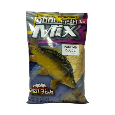 Nada MIX sub forma de cereale sfaramate pentru pescuit, aditivata, aroma de PORUMB DULCE, 1 Kg, Dual Fish