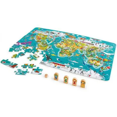 Puzzle 2-in-1 100 piese, Turul Lumii, Hape E1626