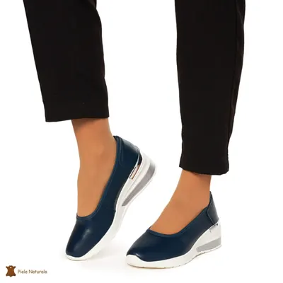 Balerini Dama Piele Naturala slip-on CRL0082 NAVY