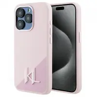 Husa MagSafe pentru Apple iPhone 15 Pro, Karl Lagerfeld, Silicone Shadow Metal Initial, Roz