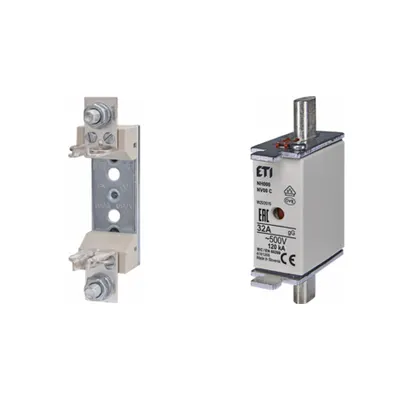 Pachet Protectie Circuit Electric: Soclu Siguranta Fuzibila NH00/NH000 1P (M8), Siguranta Fuzibila NH000 gG 32A 500V