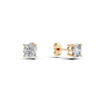 Cercei minimalisti din aur galben cu zirconii solitaire