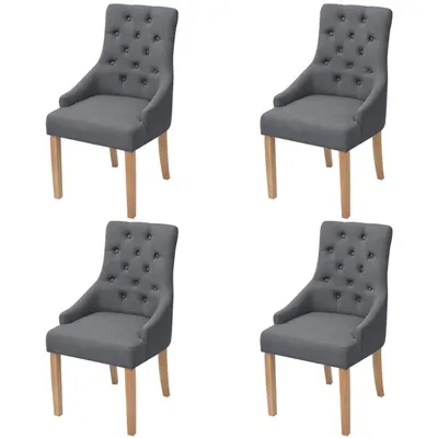 vidaXL Scaune de bucătărie pivotante, 4 buc., gri închis, textil