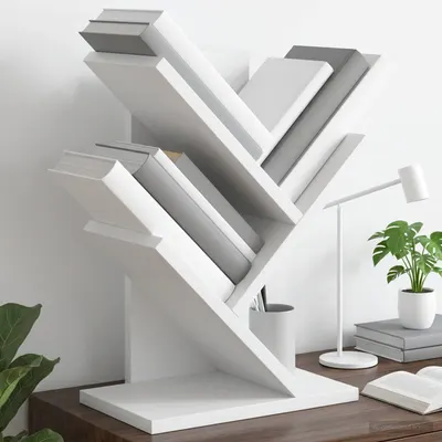 vidaXL Raft de cărți în formă de copac cu 3 etaje 30 x 18 x 40 cm Alb