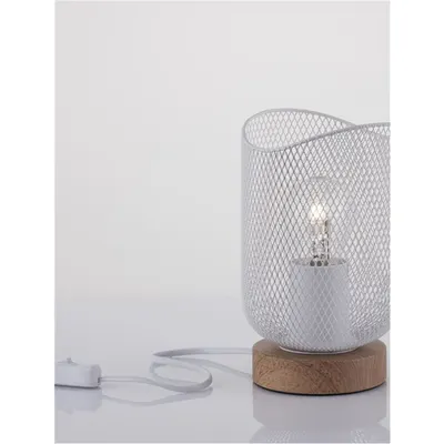 Veioza LYRON Mat Alb Metal Natural Lemn LED E27 1x12 Wat 230 Volt IP20 Fara bec