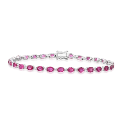 Bratara tennis din aur alb cu rubine ovale de 5.16ct si diamante de 0.66ct