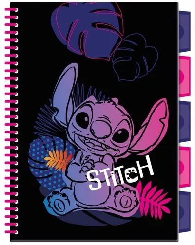 Caiet cu spirală Cool Pack - Stitch Black, B5, 100 foi, pătrate