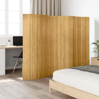 vidaXL Paravan de cameră din bambus, culoare naturală, lățime 250 cm, înălțime 165 cm