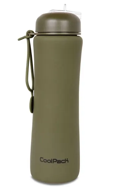 Sticlă pliabilă din silicon Cool Pack Pump - Rpet Olive, 600 ml