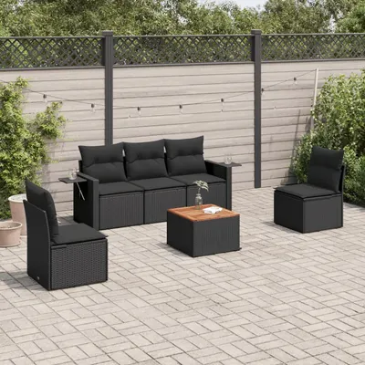 Gossi set mobilier de gradina cu perne, 6 piese, negru, poliratan