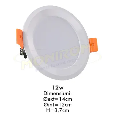 Spot led ingropat (598/plastic) 12w/6400k *TV 0,25ron