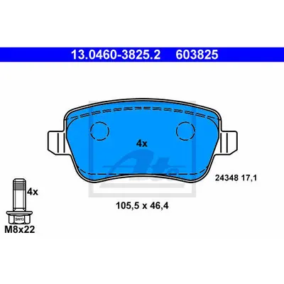 Set placute frana, frana disc ATE 13.0460-3825.2