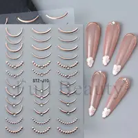 Abtibilduri unghii 3D Marquise, STICKER116, Rose gold
