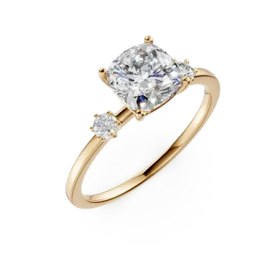 Inel de logodna din aur galben cu o zirconia solitaire si zirconii pave