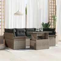 Gossi set de canapea de gradina cu 7 piese cu perne gri din ratan polietilena