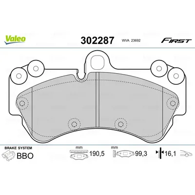 Set placute frana, frana disc VALEO 302287