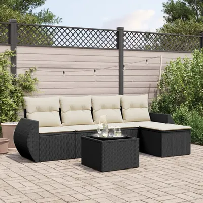 Gossi set mobilier de gradina cu perne, 6 piese, negru, poliratan