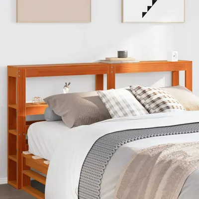 Gossi tablie de pat cu rafturi, maro ceruit, 120 cm, lemn masiv pin