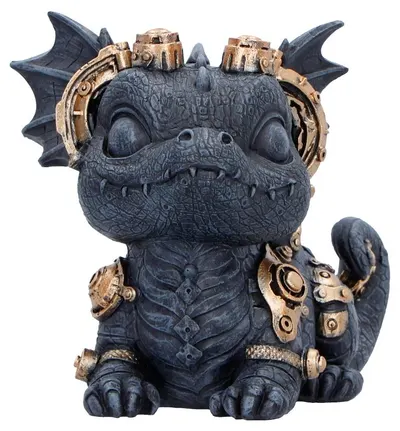 Statuetă Nemesis Now Fantasy: Dragons - Gearling (Negru), 14.6 cm
