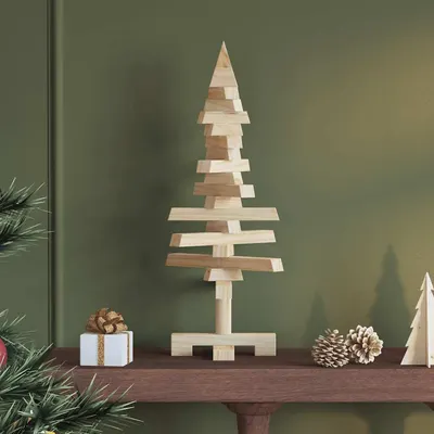 vidaXL Brad de Crăciun din lemn decorativ, 60 cm, lemn de pin masiv